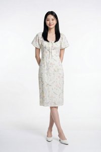Georgette Ribbonette Fleur Midi Dress