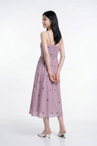 Cyra Floral Textured Camisole Midi Dress In Pink