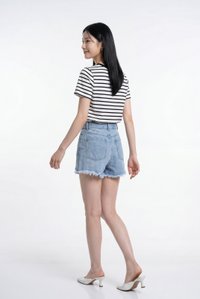Camryn Cotton Striped Top In White