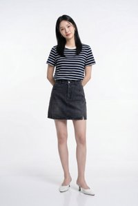 Camryn Cotton Striped Top In Navy