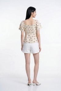 Thea Floral Babydoll Top In Cream