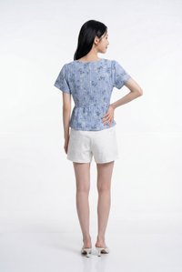 Emory Gingham Ribbon Top In Blue