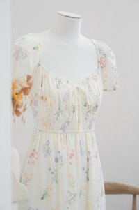 Villa Watercolor Ruched Midi Dress