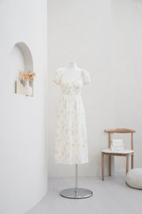 Villa Watercolor Ruched Midi Dress