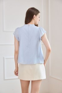 Rafaela Lattice Eyelet Top In Powder Blue