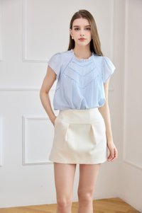 Rafaela Lattice Eyelet Top In Powder Blue