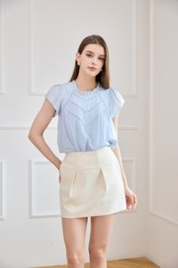 Rafaela Lattice Eyelet Top In Powder Blue