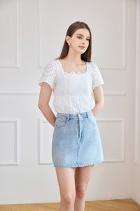 Sweetbow Denim Skort in Light Wash