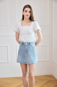Sweetbow Denim Skort in Light Wash