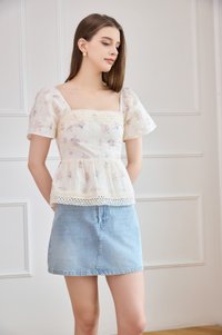 Amorette Crochet Babydoll Top in Pink