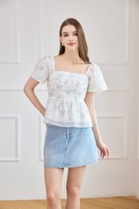 Elysia Crochet Babydoll Top in Blue