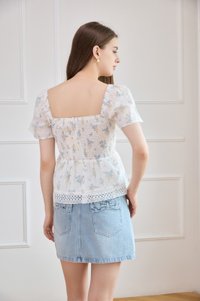 Elysia Crochet Babydoll Top in Blue