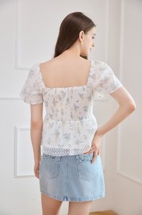 Elysia Crochet Babydoll Top in Blue