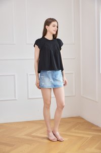Rafaela Lattice Eyelet Top In Black