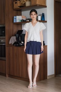 Callie Eyelet Button Top In White