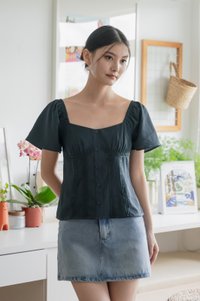 Pixie Crochet Button Top In Emerald