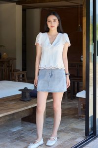 Pure Bliss Cross Stitch Ribbon Top In White