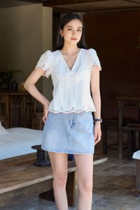 Pure Bliss Cross Stitch Ribbon Top In White