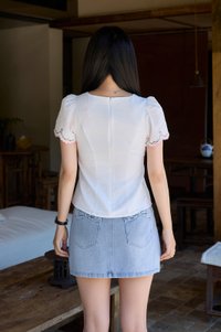 Pure Bliss Cross Stitch Ribbon Top In White