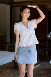 Pure Bliss Cross Stitch Ribbon Top In White