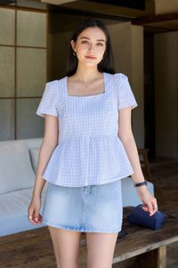 Jayla Gingham Printed Babydoll Top