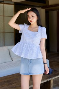 Jayla Gingham Printed Babydoll Top