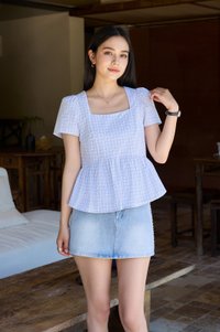 Jayla Gingham Printed Babydoll Top