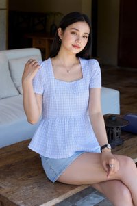 Jayla Gingham Printed Babydoll Top
