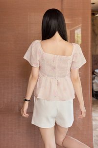 Keira Embroidery Crochet Babydoll Top In Pink
