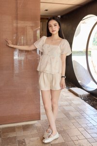 Keira Embroidery Crochet Babydoll Top In Cream