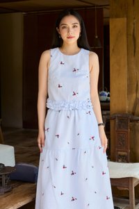 Galilea Gingham Embroidery Midi Skirt