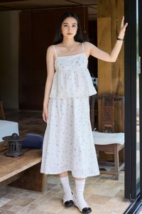 Mathiola Fleur Midi Skirt in White