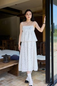 Mathiola Fleur Midi Skirt in White