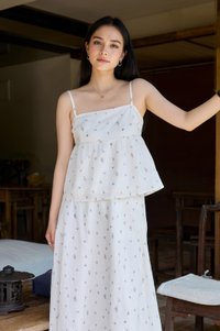 Mathiola Fleur Midi Skirt in White