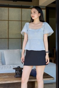Zahra Textured Gingham Embroidery Top