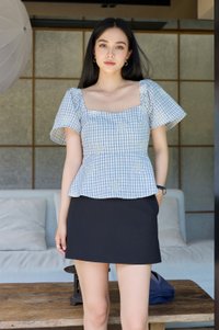 Zahra Textured Gingham Embroidery Top