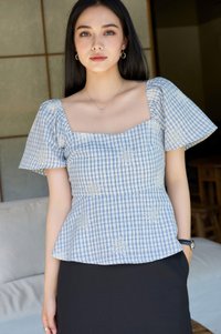 Zahra Textured Gingham Embroidery Top