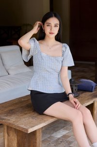 Zahra Textured Gingham Embroidery Top