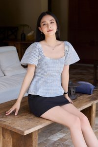 Zahra Textured Gingham Embroidery Top