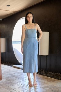 Tatiana Denim Camisole Midi Dress in Mid Wash