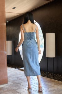 Tatiana Denim Camisole Midi Dress in Mid Wash