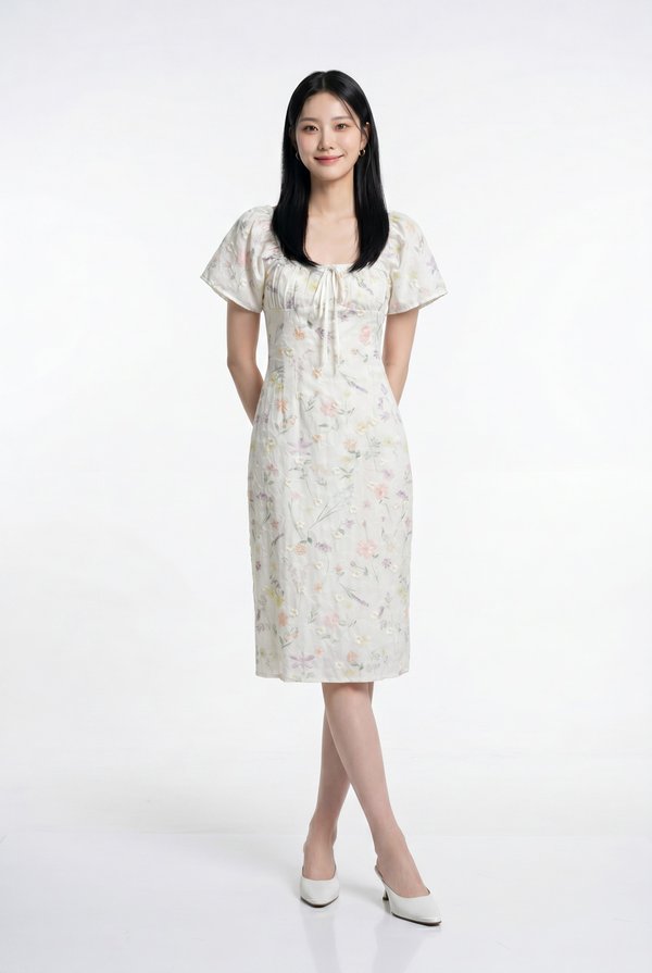 Georgette Ribbonette Fleur Midi Dress