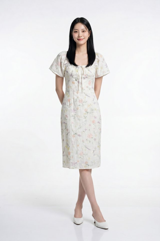 Georgette Ribbonette Fleur Midi Dress