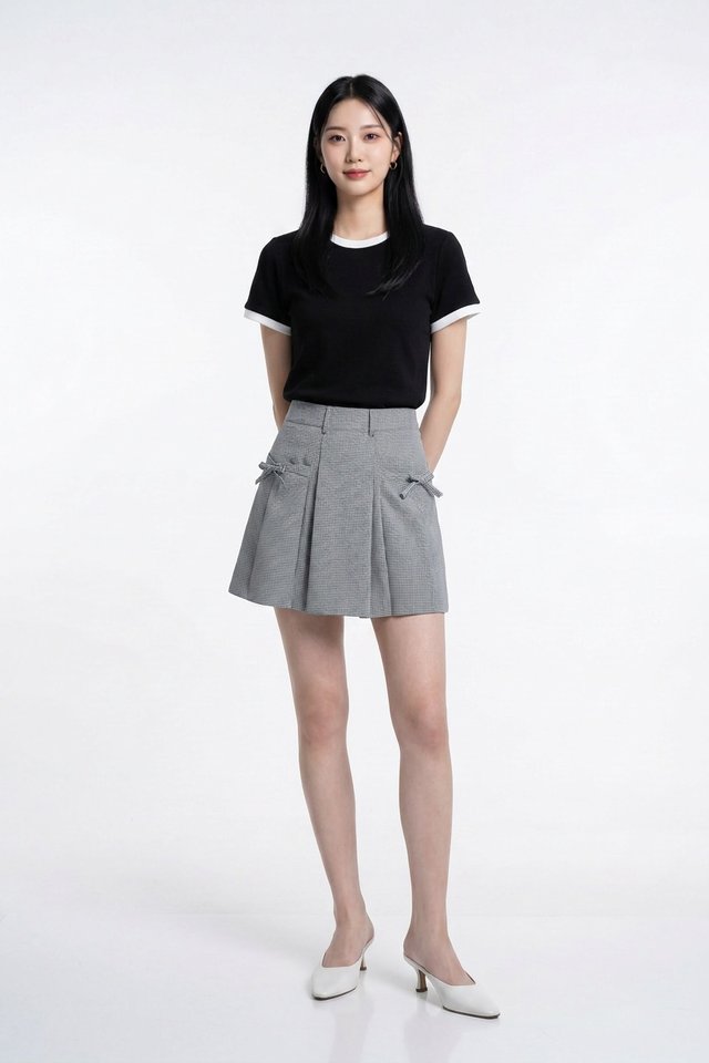 Marcelina Gingham Ribbon Skort