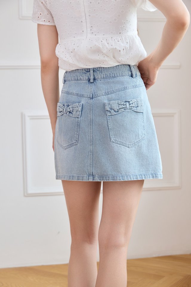Sweetbow Denim Skort in Light Wash