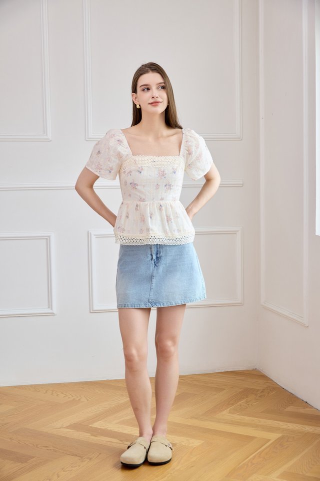 Amorette Crochet Babydoll Top in Pink
