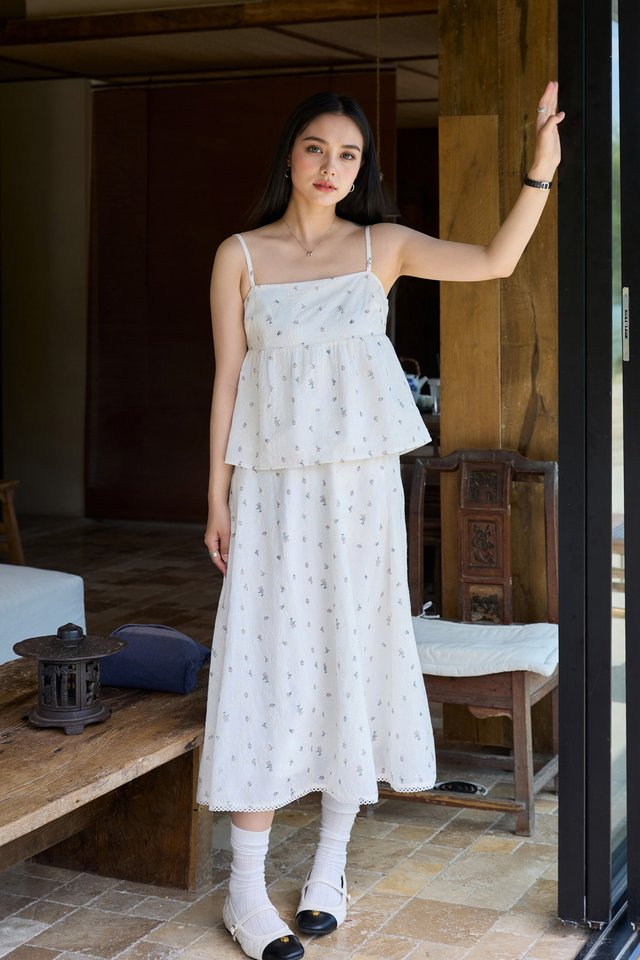 Mathiola Fleur Midi Skirt in White