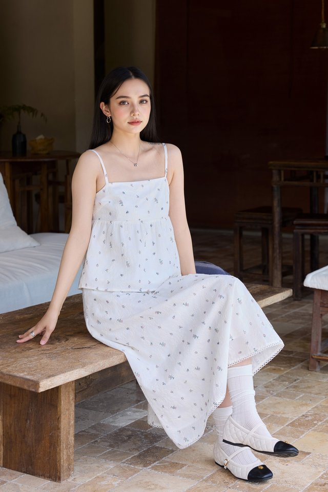 Mathiola Fleur Camisole Babydoll Top in White