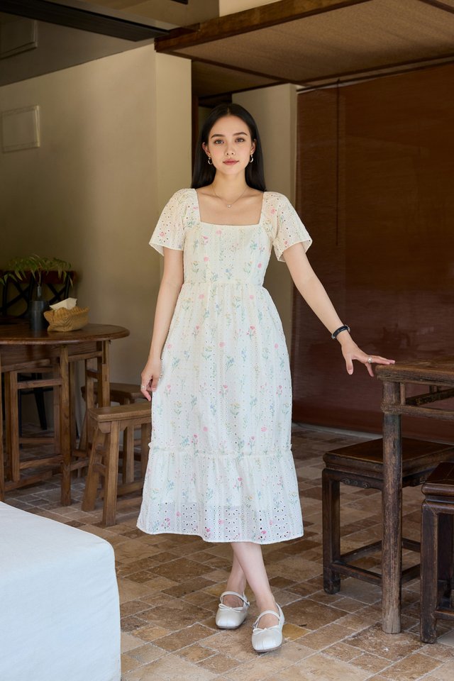 Spring Melody Ruffles Midi Dress
