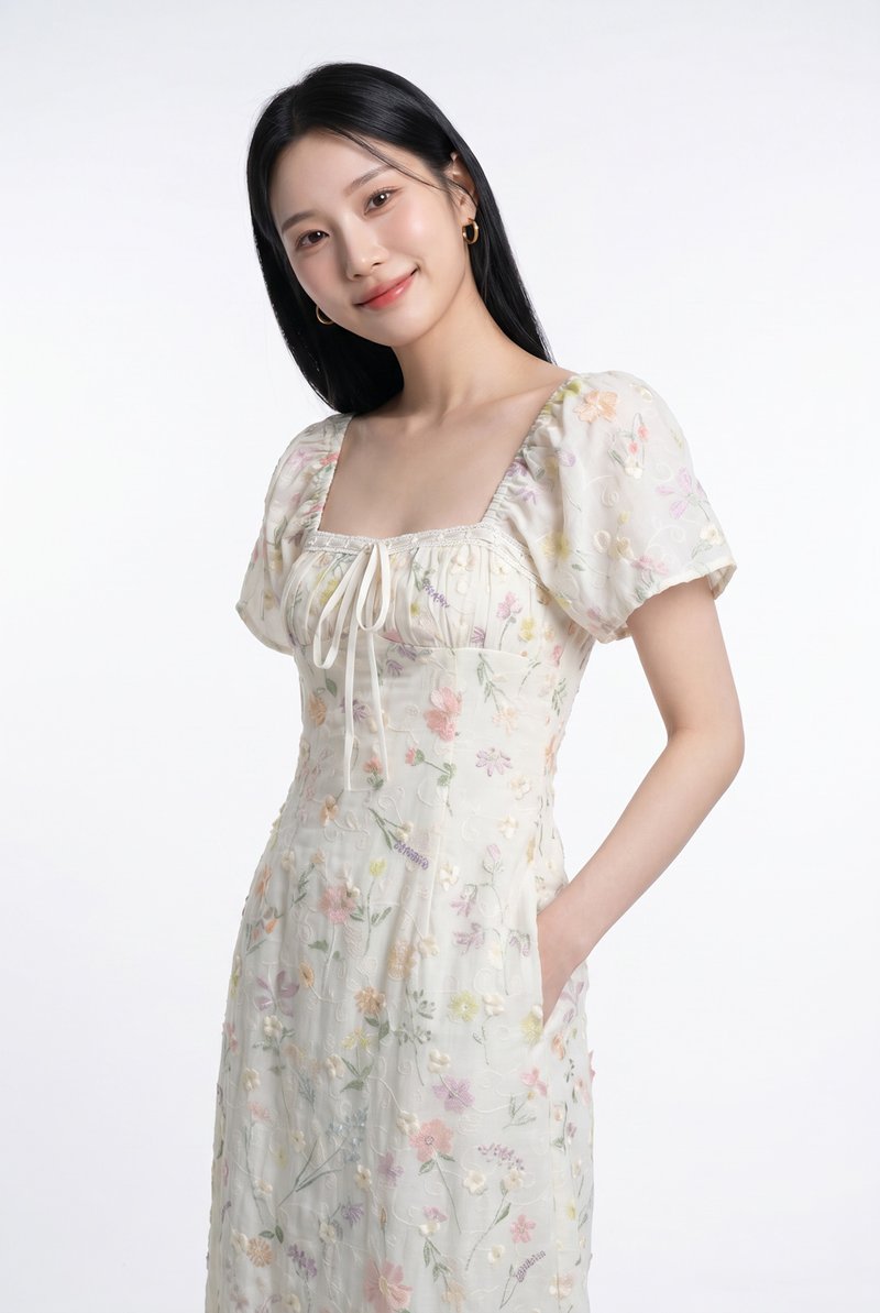Georgette Ribbonette Fleur Midi Dress